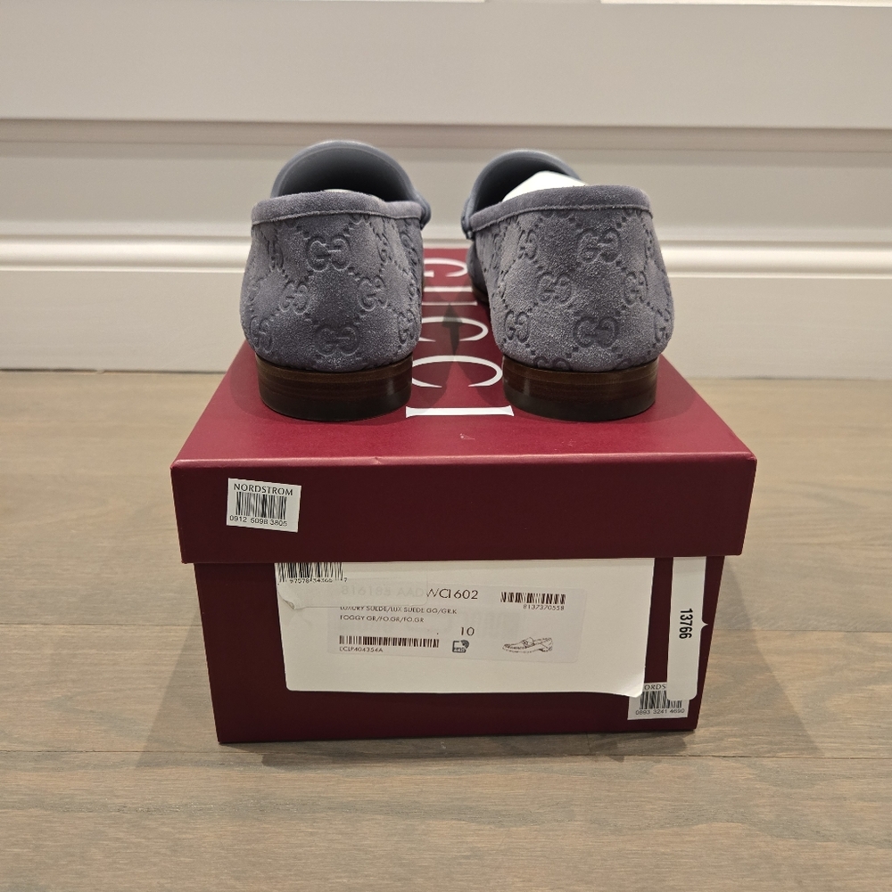 $1090 GUCCI Horsebit 1953 GG Embossed Gray Suede Loafer Shoes UK 10 US 11 EU 44 - Picture 6 of 9
